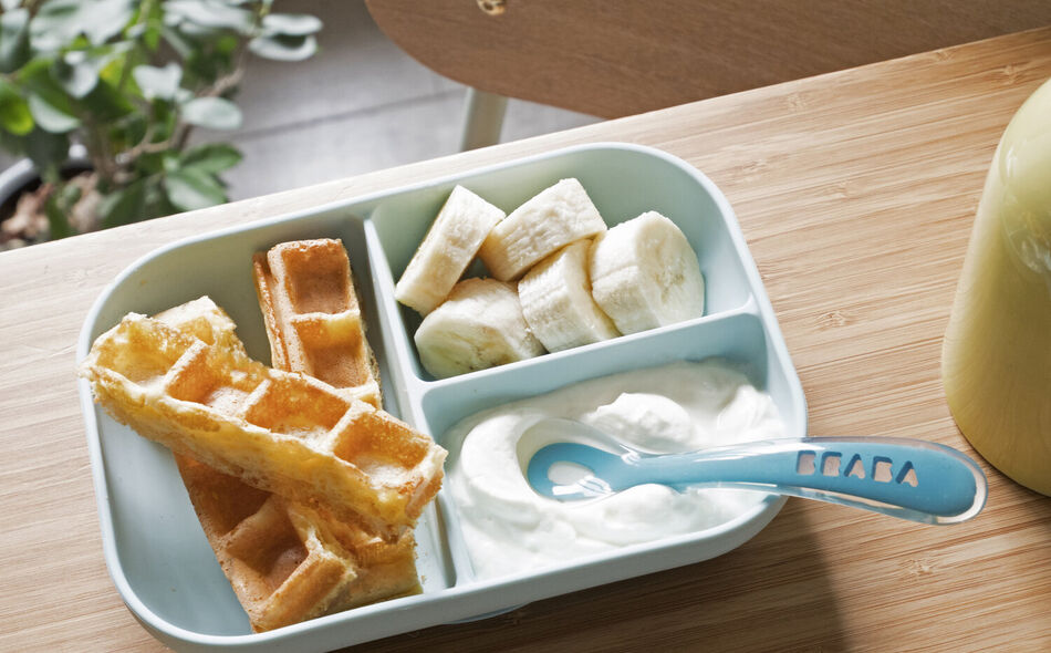 Silicone meal set with suction cup blue