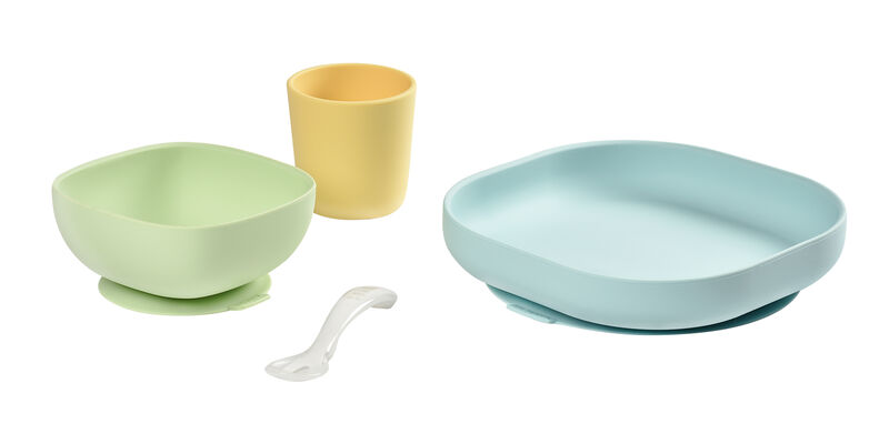 4-piece silicone dinner set yellow