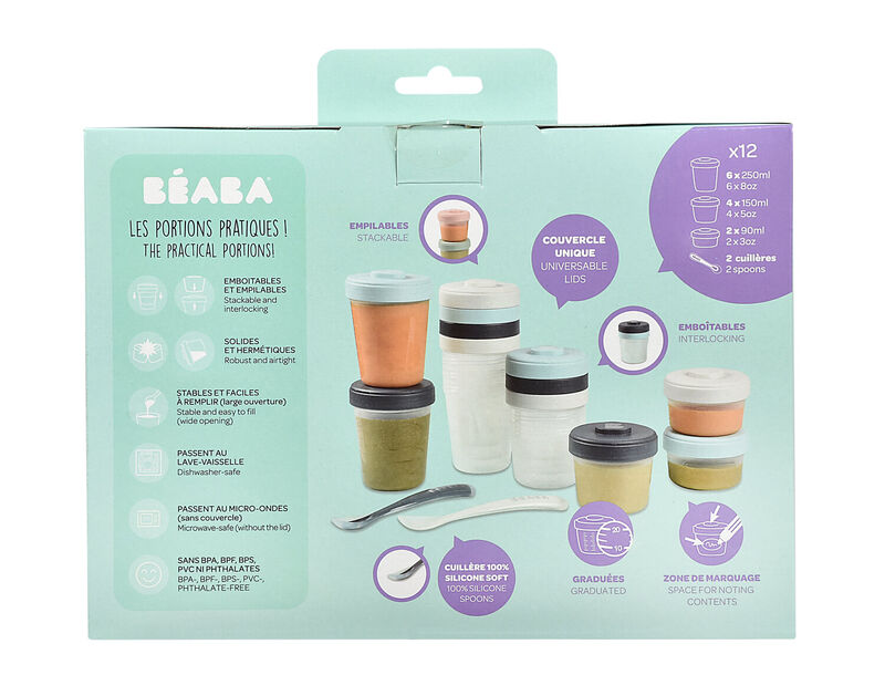 Pack premiers repas (12 portions + 2 cuill&egrave;res) Bleu/Gris