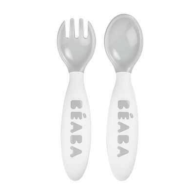 Set de 2 couverts ergonomiques 2&egrave;me &acirc;ge Gris