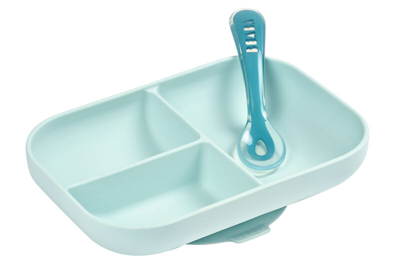  Silicone Suction Plate and Spoon Set blue 1