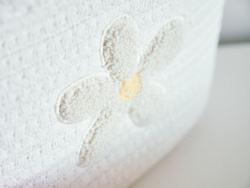 Basket 30x20x15cm Flower off white 