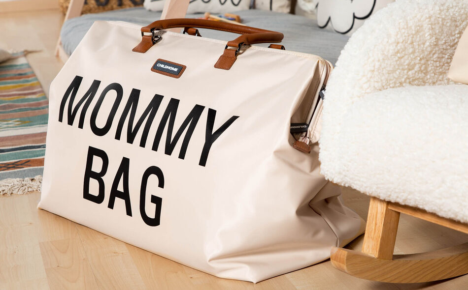 Mommy Bag Diaper bag, Delivery bag, Hospital bag, Travel bag with changing mat - OFF WHITE/BLACK