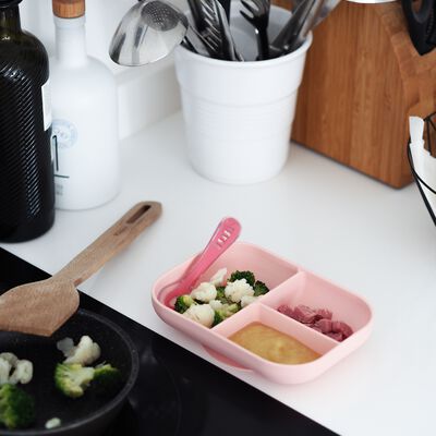 Silicone meal set with suction cup pink