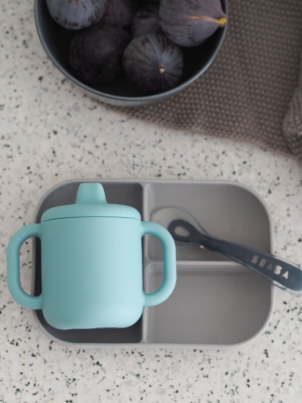 Lern-Set aus Silikon + Tasse blue