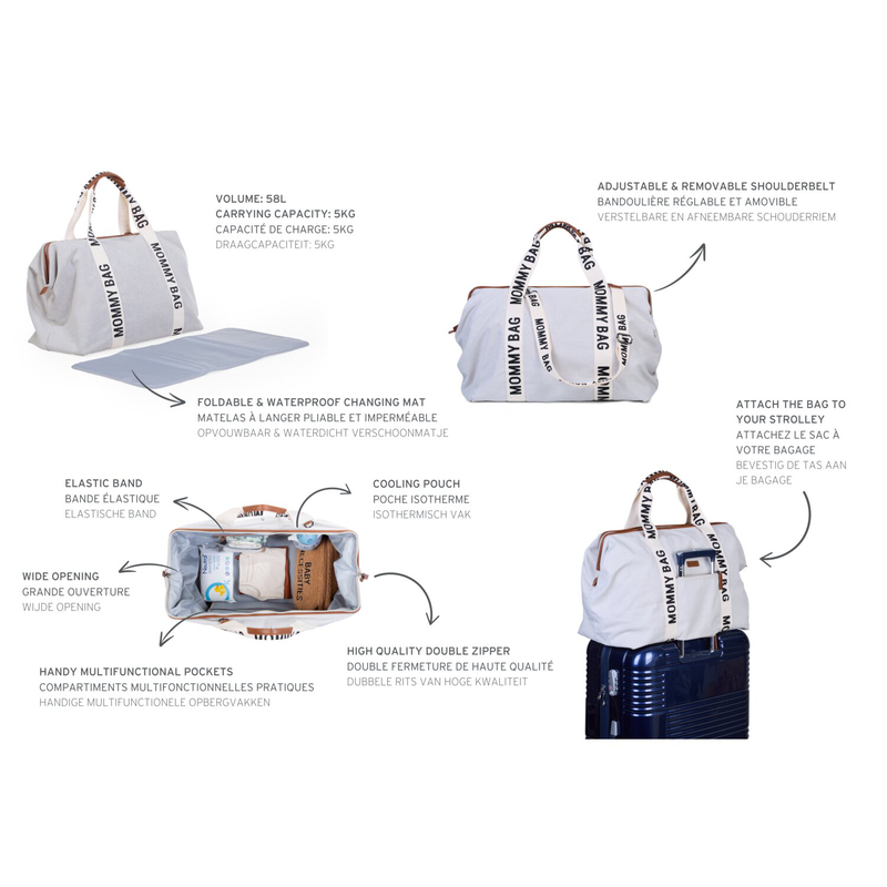 Mommy Bag ® Sac A Langer – Signature - Toile - Ecru (Childhome) - Image 10
