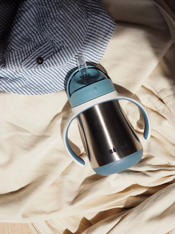 Tasse paille inox 250ml Bleu