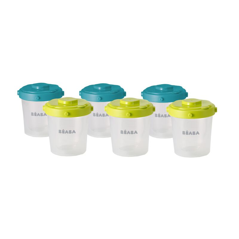 Set of 6 Baby Food Clip Containers 2nd Stage 6.8 oz. neon