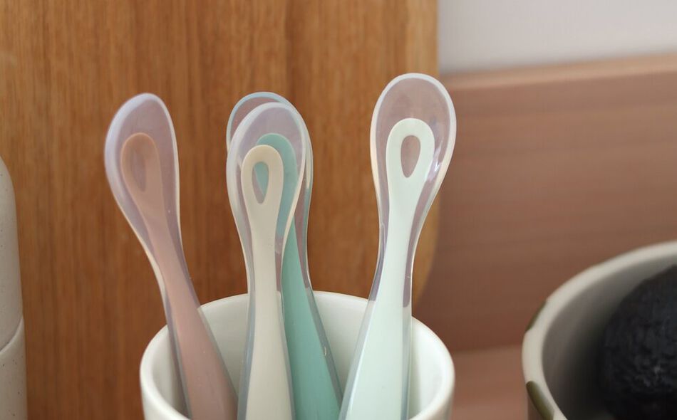 Juego de cucharas de silicona de la 1&ordf; etapa 4 - Natural