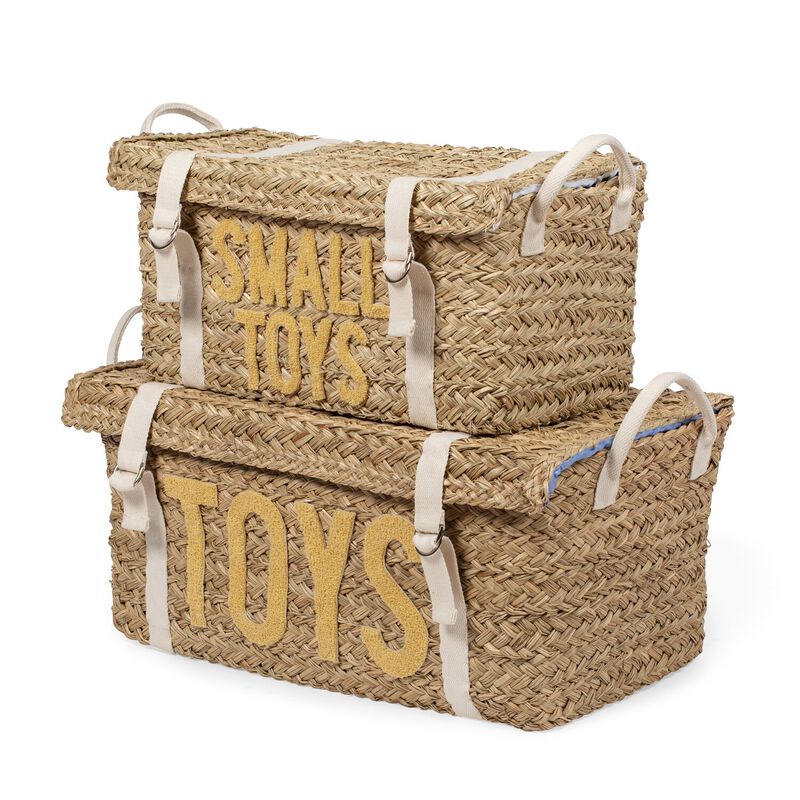 Coffre à jouets en rotin jaune 2pcs (Childhome) - Image 3
