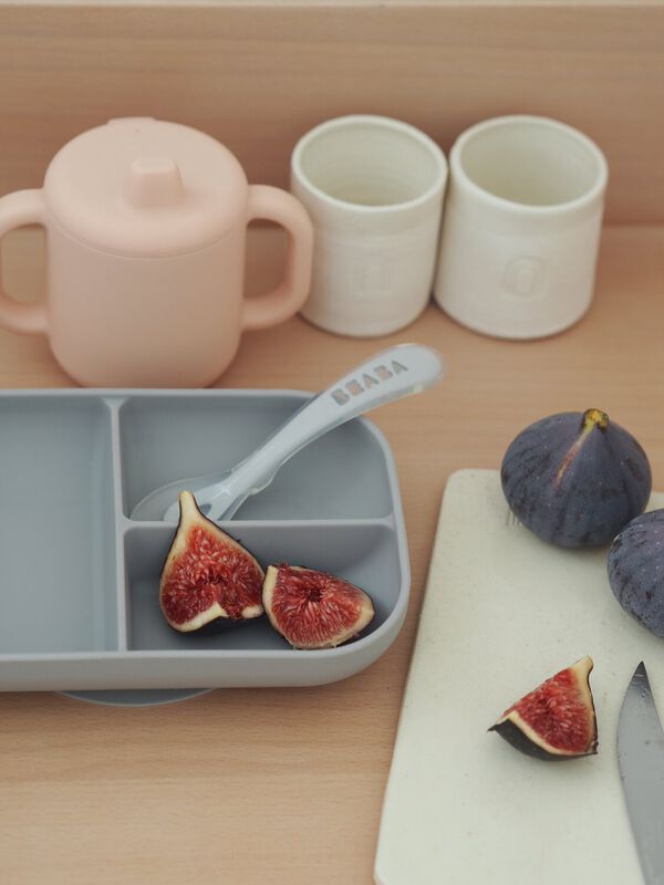 Lern-Set aus Silikon + Tasse pink