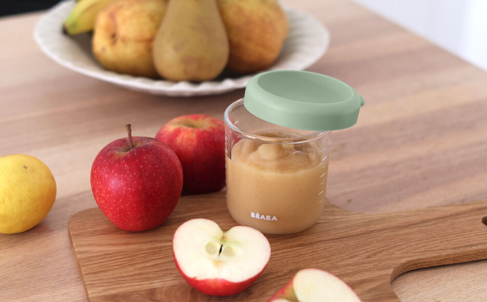 Glass Baby Food Jar 250ML - Sage Green 