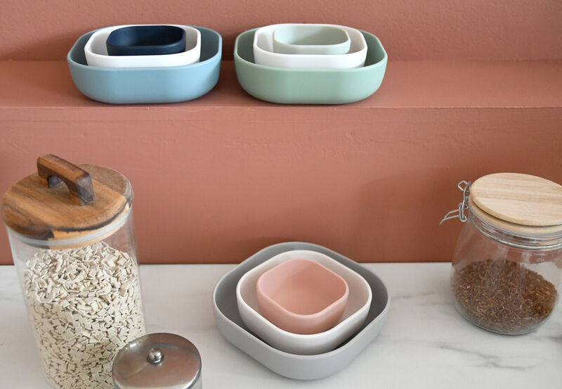 Silicone 3 piece nesting bowl set velvet grey