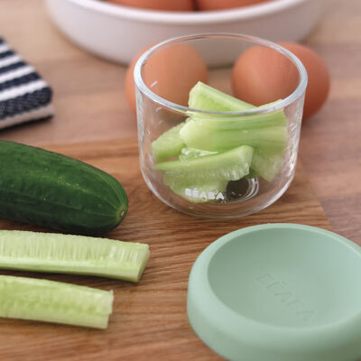 Glass Baby Food Jars 150ML - Sage Green 
