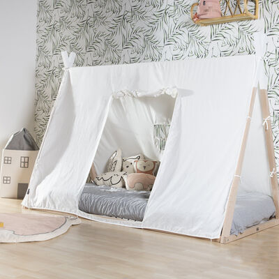 Lit Tipi Junior - 90x200 Cm - Bois - Naturel Blanc