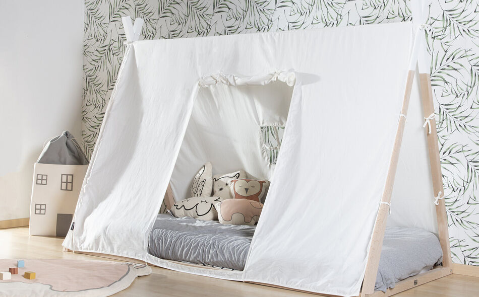 Bed 90x200cm Tipi naturel white