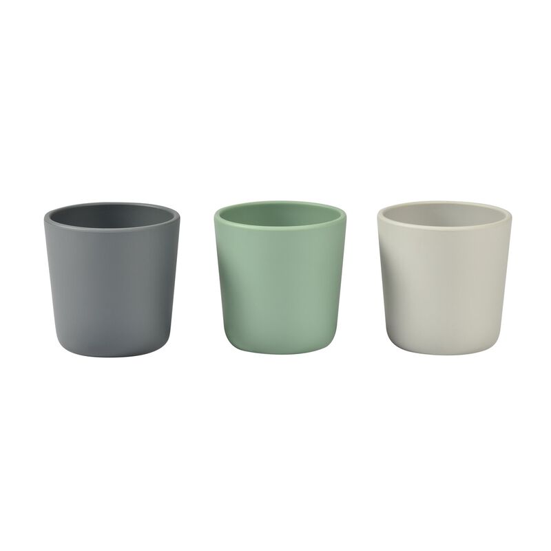 Set of 3 silicone cups - velvet grey / sage green 