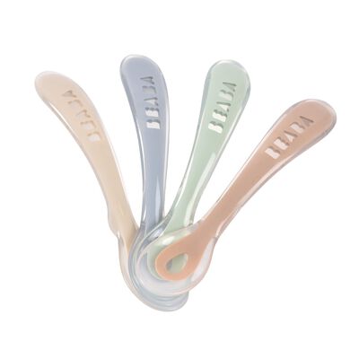 Lot 4 cuill&egrave;res 2&egrave;me &acirc;ge silicone Natural