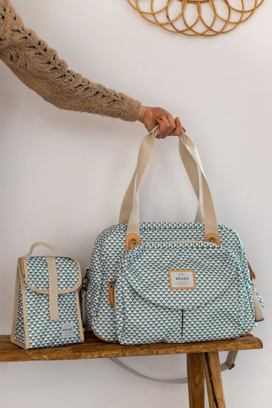 Geneve II Diaper Bag Play Print sage green