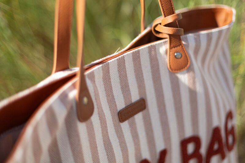 Family Bag Sac &agrave; Langer  - Rayures - Nude/Terracotta