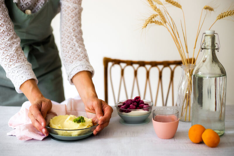 Coffret repas verre Eucalyptus/Rose