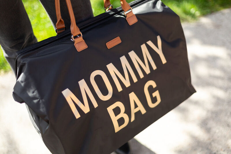 Mommy Bag Diaper bag, Delivery bag, Hospital bag, Travel bag with changing mat  - BLACK/GOLD