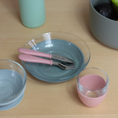 Coffret repas verre Eucalyptus/Rose