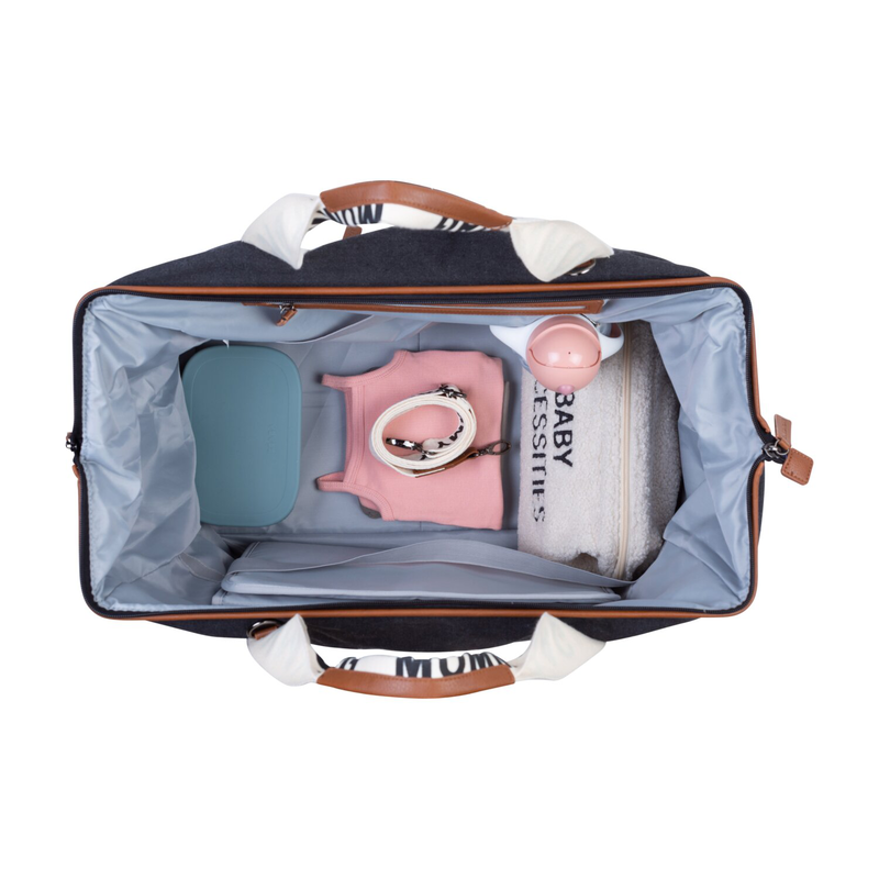 Mommy Bag ® Sac A Langer - Signature - Toile - Noir (Childhome) - Image 9