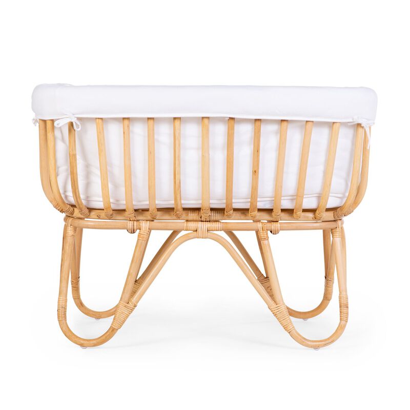 Rattanwiege rechteckig + Abdeckung offwhite