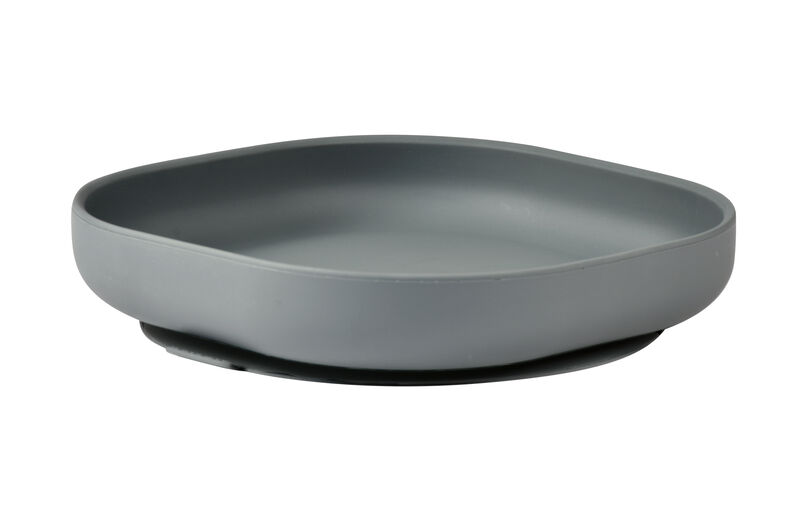 Silicone plate with suction cup mineral grey