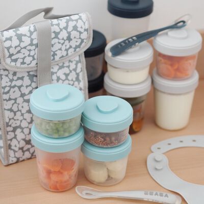 Pack premiers repas (12 portions + 2 cuill&egrave;res) Bleu/Gris