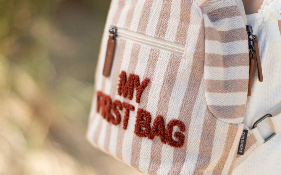 Kids backpack My First Bag - Stripes - Nude/Terracotta