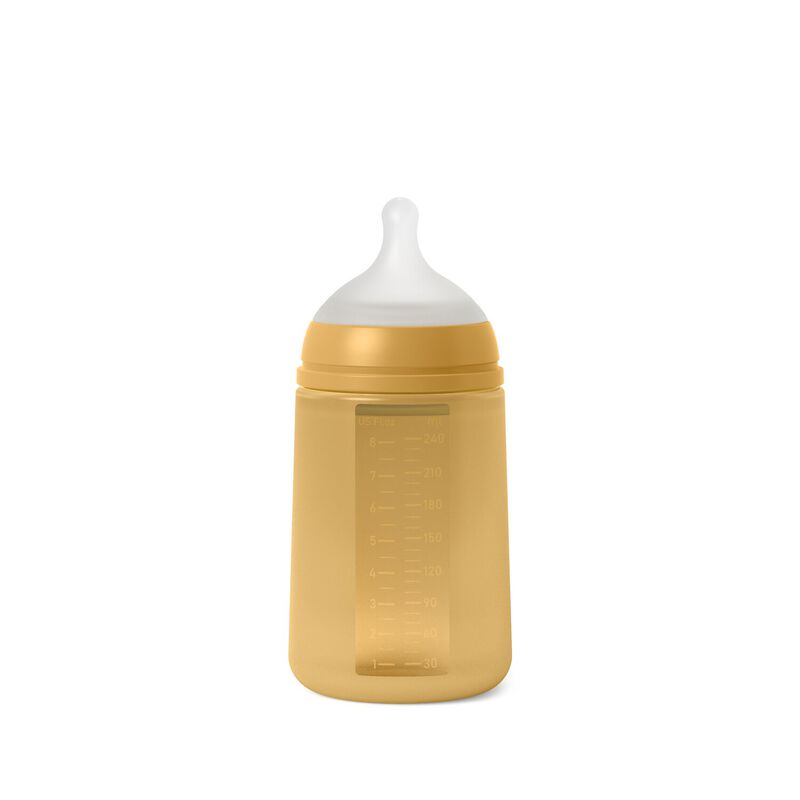 Colour Essence SX Pro 240 ml M flow silicone feeding bottle with teat Yellow