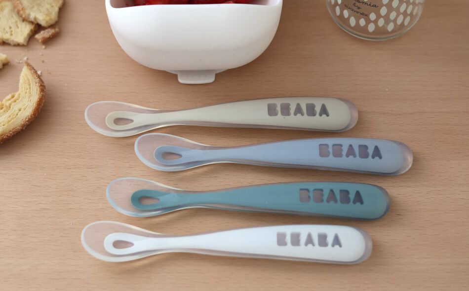 Lot de 4 cuill&egrave;res 1er &acirc;ge silicone - Set Galet 