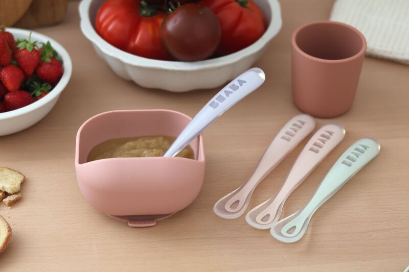 Lot de 4 cuill&egrave;res 1er &acirc;ge silicone 