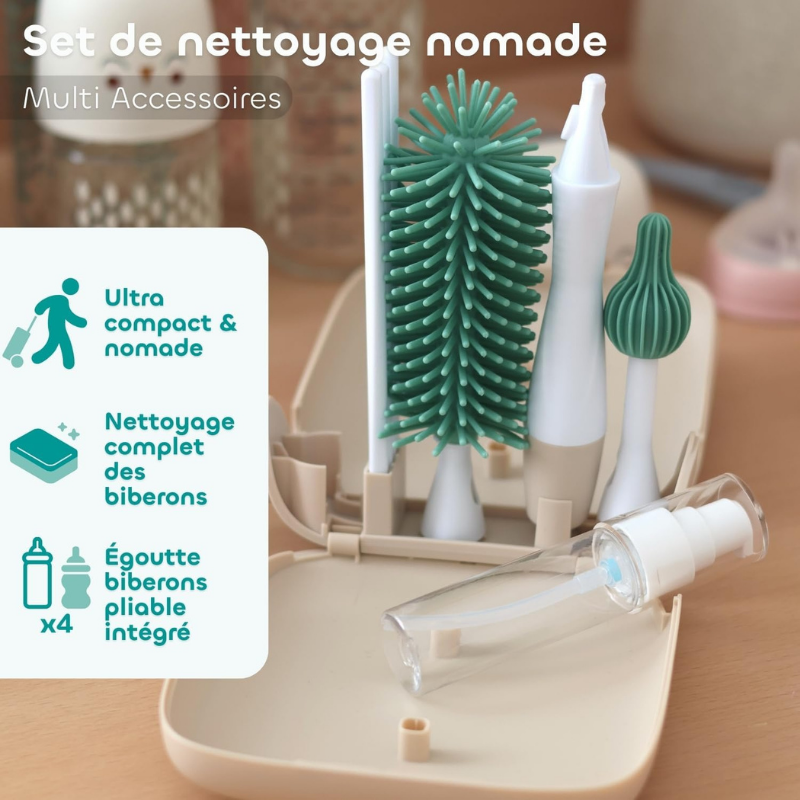 Kit de nettoyage de tétines et biberons nomade pour les voyages