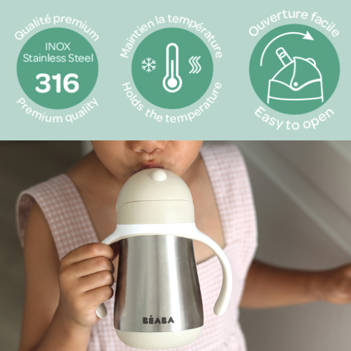tasse paille d'apprentissage en inox 100% étanche