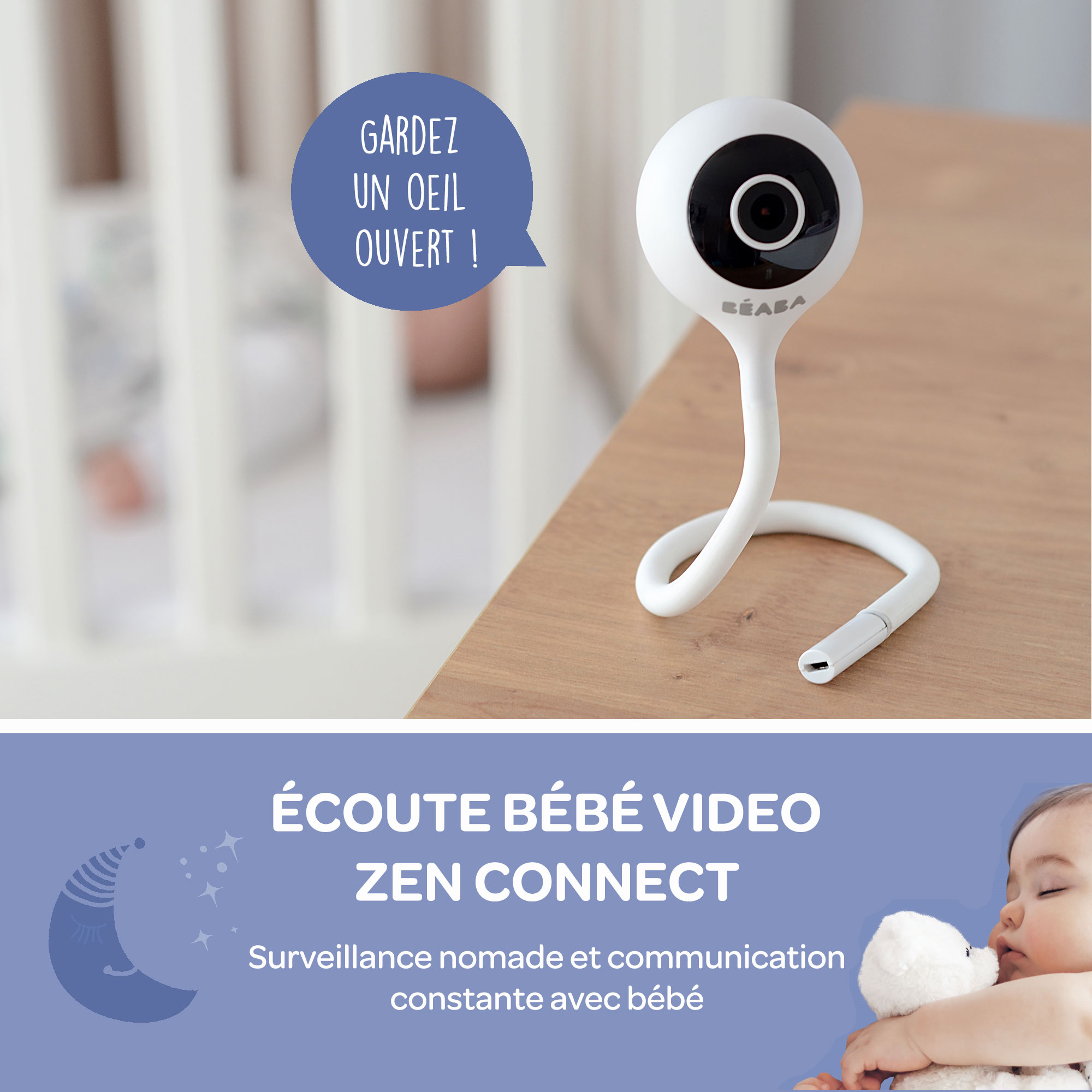 Babyphone vidéo ZEN Connect gris perle - Made in Bébé