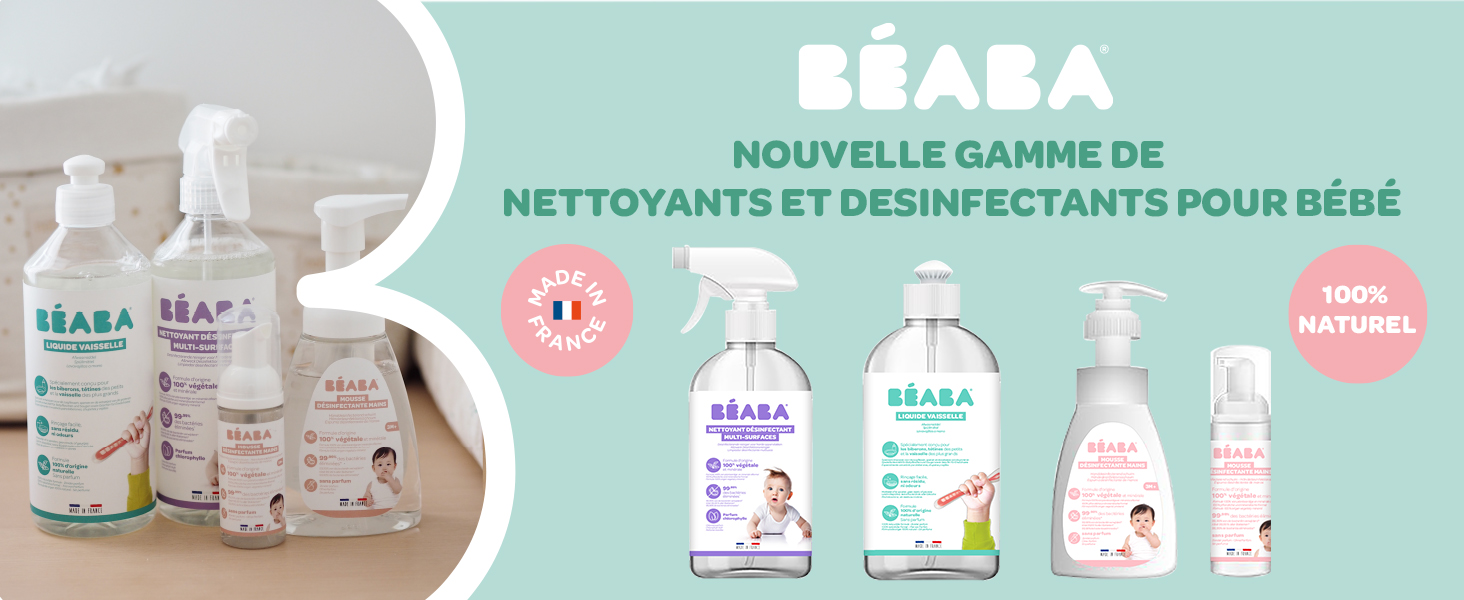 Gamme Béaba de produits nettoyants et désinfectants