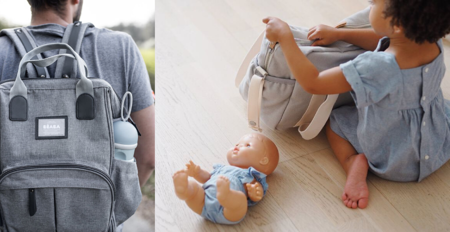 sac à dos à langer et accroche poussette